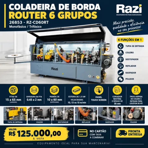Coladeira de Borda Razi RZ-CD60RT - 6 Grupos