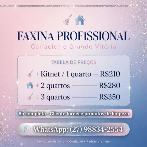Faxinas prestação de serviço Casa/apartamento/pós obras.