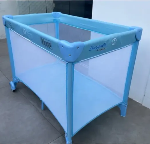 New Mini Berço Desmontável Burigotto - azul - portátil - com bolsa de transporte 