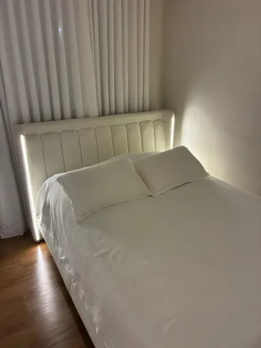 Cabeceira LED Cama Casal Off White
