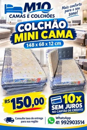 Colchão 148x68x12 mini cama novo # 10x sem juros no cartão