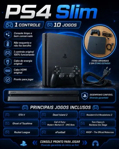 PS4 Slim 500gb | 10 Jogos