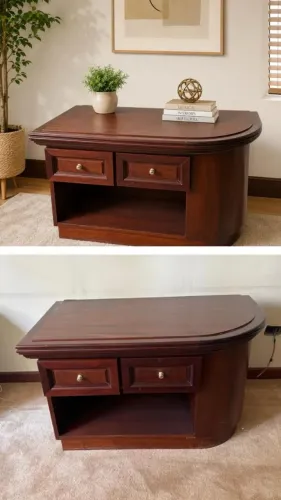 Mesa de cabeceira ou mesa de apoio de mogno conservada de madeira firme