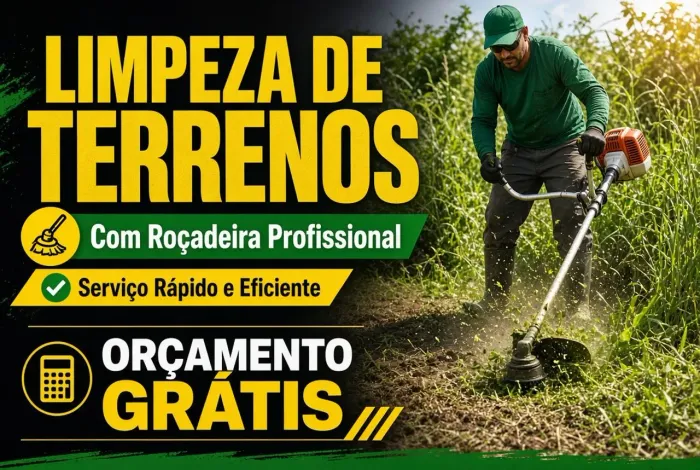 Limpeza de Terrenos com Roçadeira Profissional | Serviço Rápido e de Qualidade<br>DESCRIÇÃO: