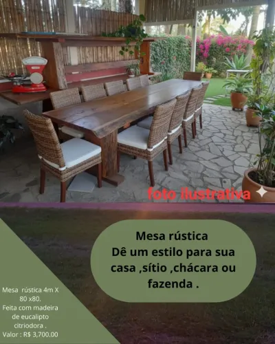 Mesa rústica 4 m X 80 cm .