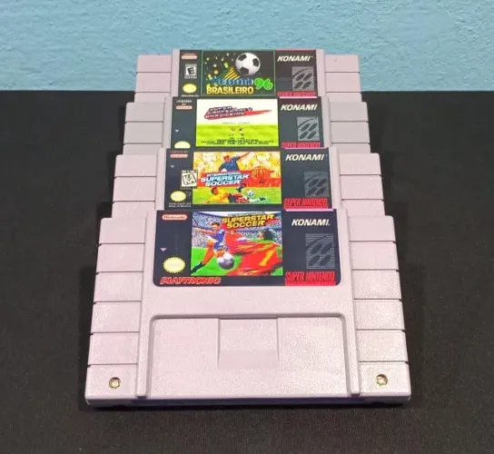 Lote 04 Cartuchos | Fitas Super Nintendo 4 Jogos Futebol