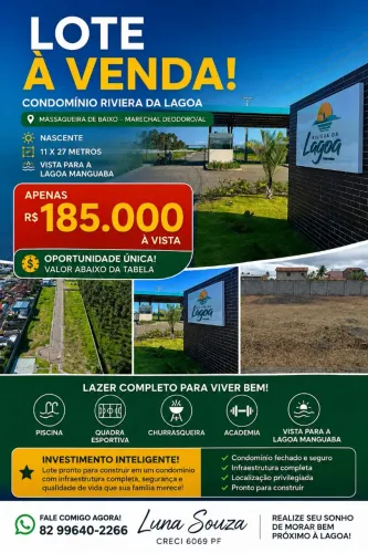 -LOTE 300m² VENDA - RIVIERA DA LAGOA MASSAGUEIRA