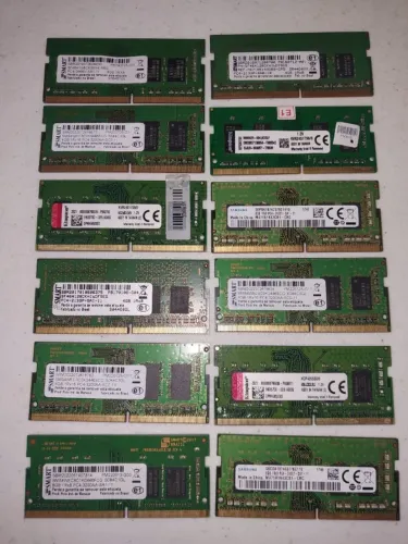 Lote de 12 Memórias RAM Notebook DDR4 + 8 SSDs NVMEs