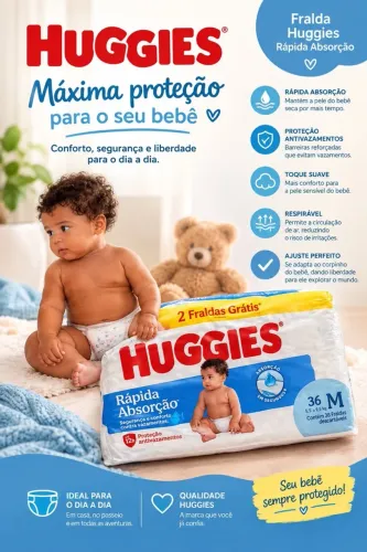 36 Fralda Huggies M - Pacote Fechado