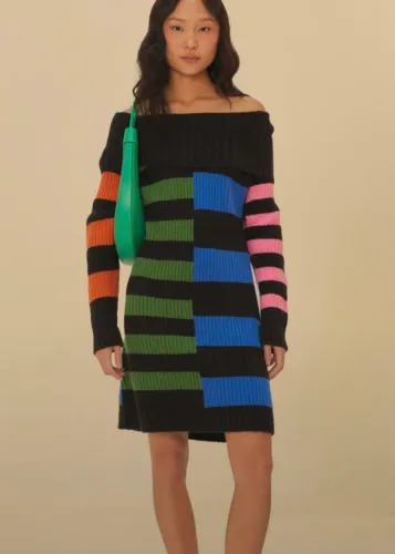 Vestido Farm Tricô listrado M
