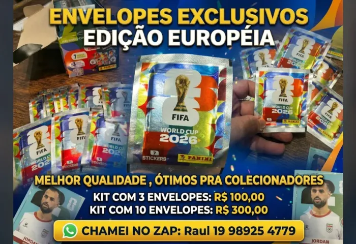 Envelope lacrado metalizado copa 2026 - edição européia