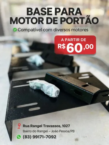 BASE AJUSTÁVEL PARA MOTOR DE PORTÃO DE GARAGEM PRETA - UNIVERSAL