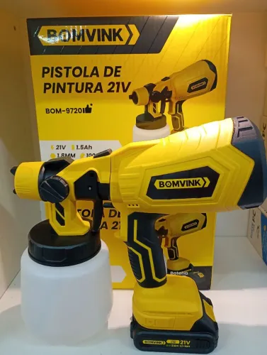 Pistola de Pintura Elétrica Sem Fio 21V BOMVINK com Bateria Recarregável