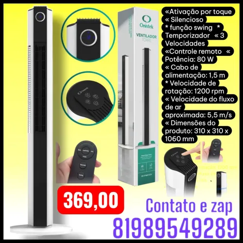 Ventilador Torre Coluna Circulador Potente Silencioso Onistek, modelo ON-VT601 