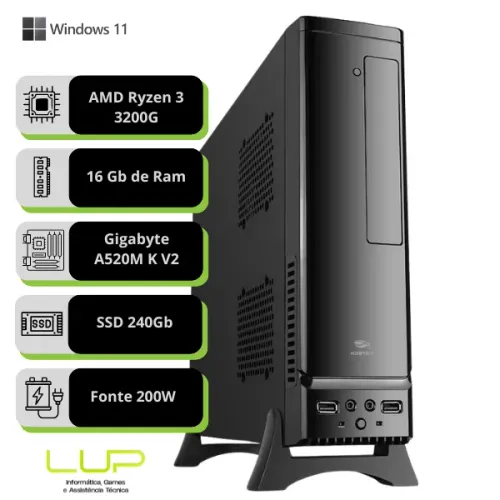 (LOJA FÍSICA) PC Workstation slim AMD Ryzen 3 3200G + 16Gb + SSD 240G