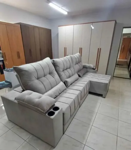 Sofá Retrátil e Reclinável 2,90m com Portas Copos Incluso Pronta Entrega