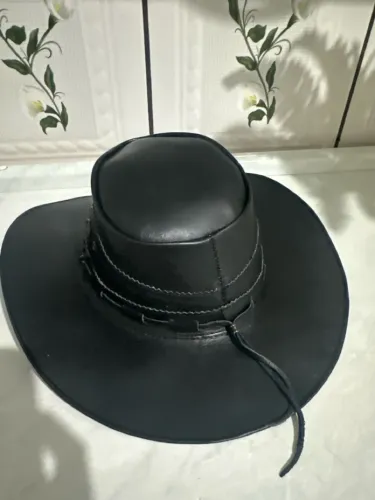 Chapéu Country Estilo Americano De Couro Legítimo Peão Luxo