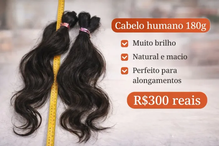 Mega Hair Cabelo Humano Natural 180g - Ótima Qualidade, Pronto para Alongamento