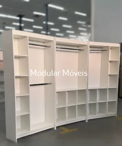 Kit 3 Cabideiros com Nichos - MDF Branco