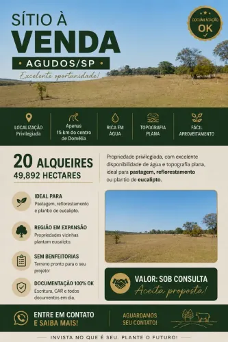 20 alqueires de oportunidades em Agudos/SP (Domélia)