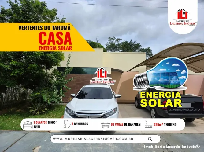 Residencial Vertentes do Tarumã - Casa com 3 quartos sendo 1 suíte com energia solar;