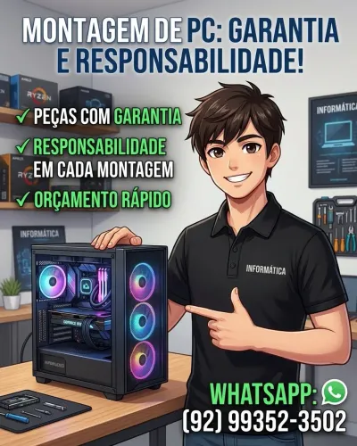 Especializado em Montagem e limpeza PC GAME E ESCRITÓRIO.