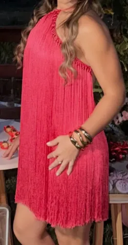 Vestido crochê com franjas