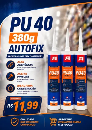 Pu40 Autofix 380g Branco, Cinza ou Preto