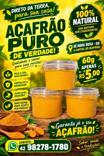 Açafrão (Cúrcuma) 60g Puro