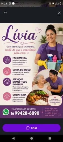 Serviços domésticos e cuidador 