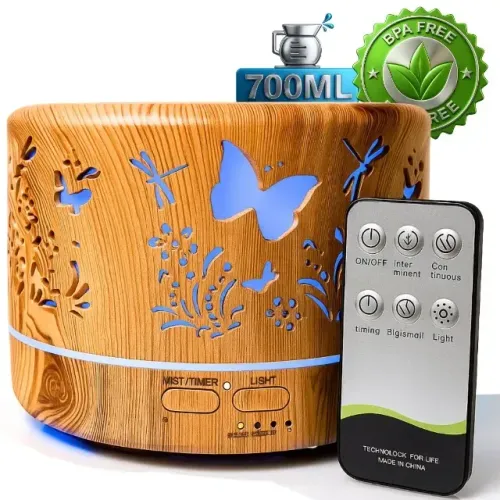 Umidificador De Ar Elétrico 700ml Difusor Aromaterapia Bpa Free Controle Remoto Led Colori