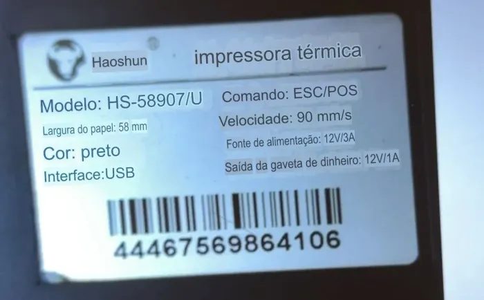 Mini impressora térmica modelo HS - 58907/U