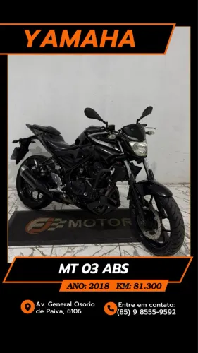 Yamaha MT 03 ano 2019, Acreditamos cartão e Financiamento Bancário