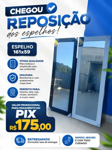 Espelho emoldurado corpo inteiro 161x59