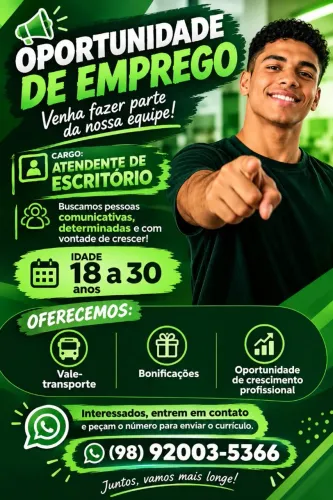 Vaga de emprego com urgência