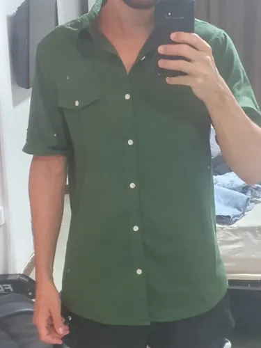 camisa manga curta marfinno verde m