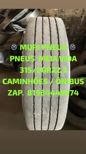 PNEUS 315/80R22,5 PNEU 315/80R22,5 PNEUS USADOS MEIA VIDA 315/80R22,5 PNEUS SEMINOVOS