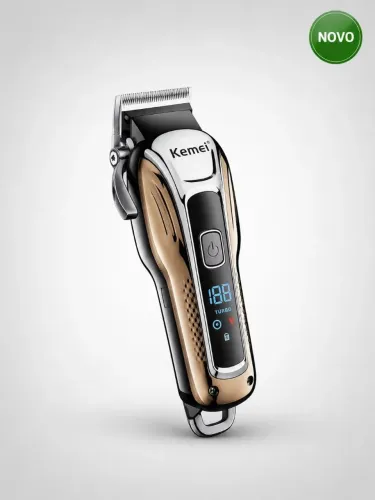 Máquina de Cortar Cabelo Kemei KM-1933 Recarregável com Display