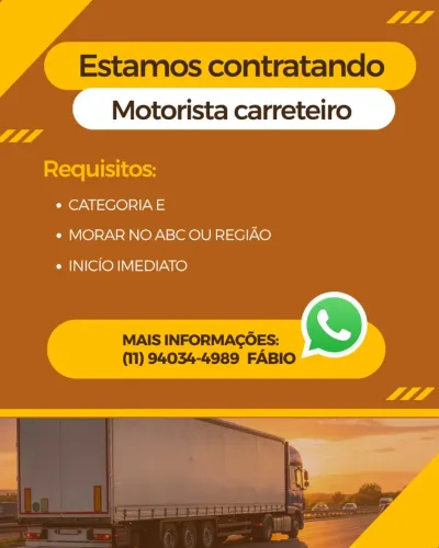 Contrata-se motorista carreteiro.