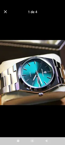 Relógio luxo italiano Poedagar aço inox fundo azul