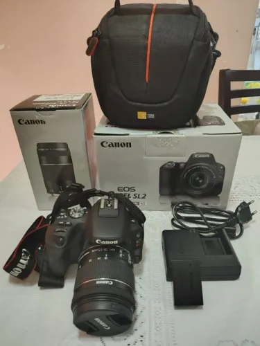 Câmera Canon EOS Rebel SL2 + Lente Canon 75-300 + Acessórios - Produto Novo - 50% desconto
