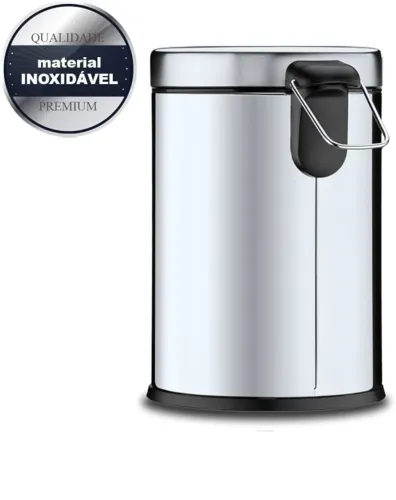 Lixeira Inox 7L Premium Com Pedal Banheiro Cozinha Balde Removível Antiodor Elegante BLKZ
