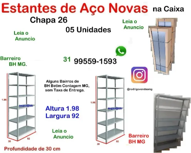 Prateleira Estante de aço na caixa moveis comercio casa indústria escritório estoque auto