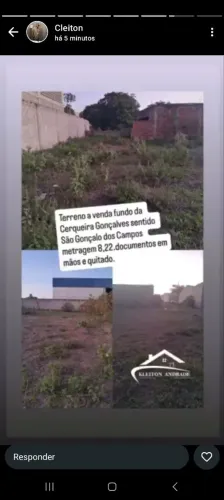Terreno próximo ao depósito da cerqueira , depois da Gujão