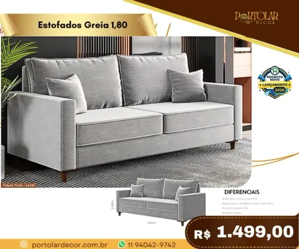 Estofados Greia 1,80 a pronta entrega 