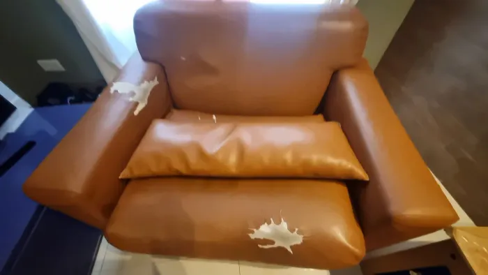 Poltrona couro marrom padrão mini sofa para reforma tapeceiro