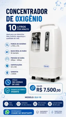 Concentrador de Oxigênio OLV-10 (10 L/min) - Seminovo | Na Garantia