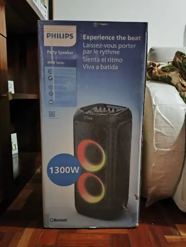 Caixa de Som Bluetooth Philips TAX4209 Party Speaker 1300W Bivolt 110/220V Preto Luzes RGB