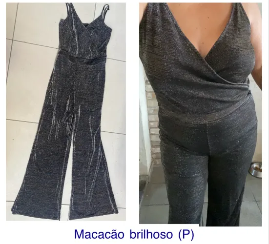 Macacão P preto brilhoso 