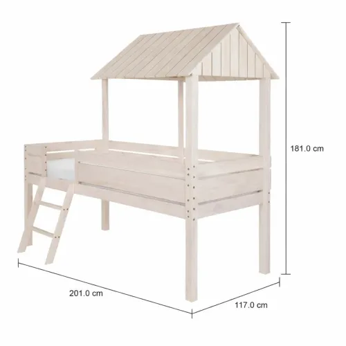 CAMA DE SOLTEIRO COM ESCADA 78 CM WOOD CAMP